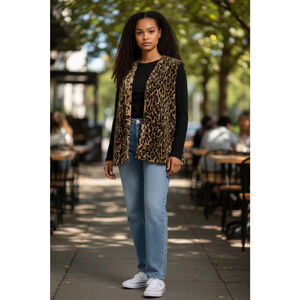 Women's Lilly Leopard Print Vest, Size 16, Beige/Brown